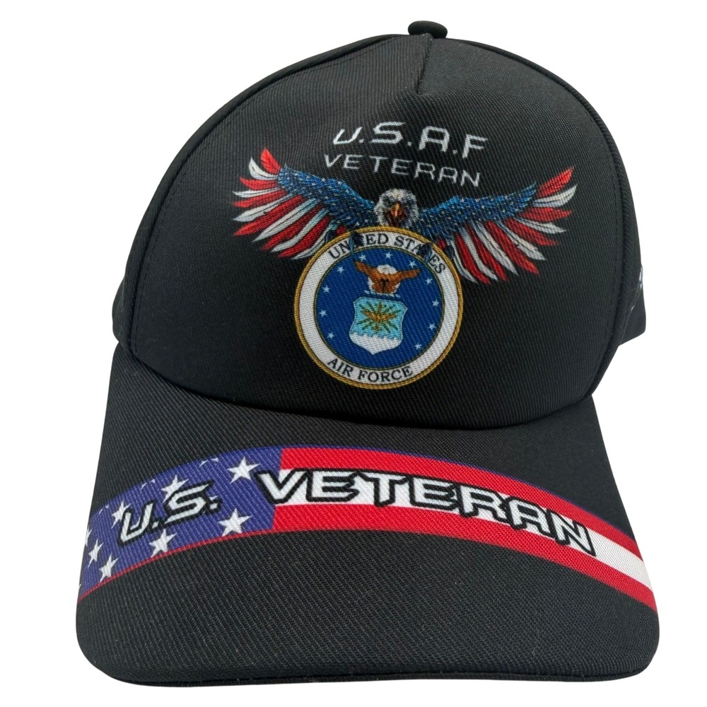 Vincustom USAF Veteran Hat Black Air Force Eagle Snapback Cap Wiley Master Sgt